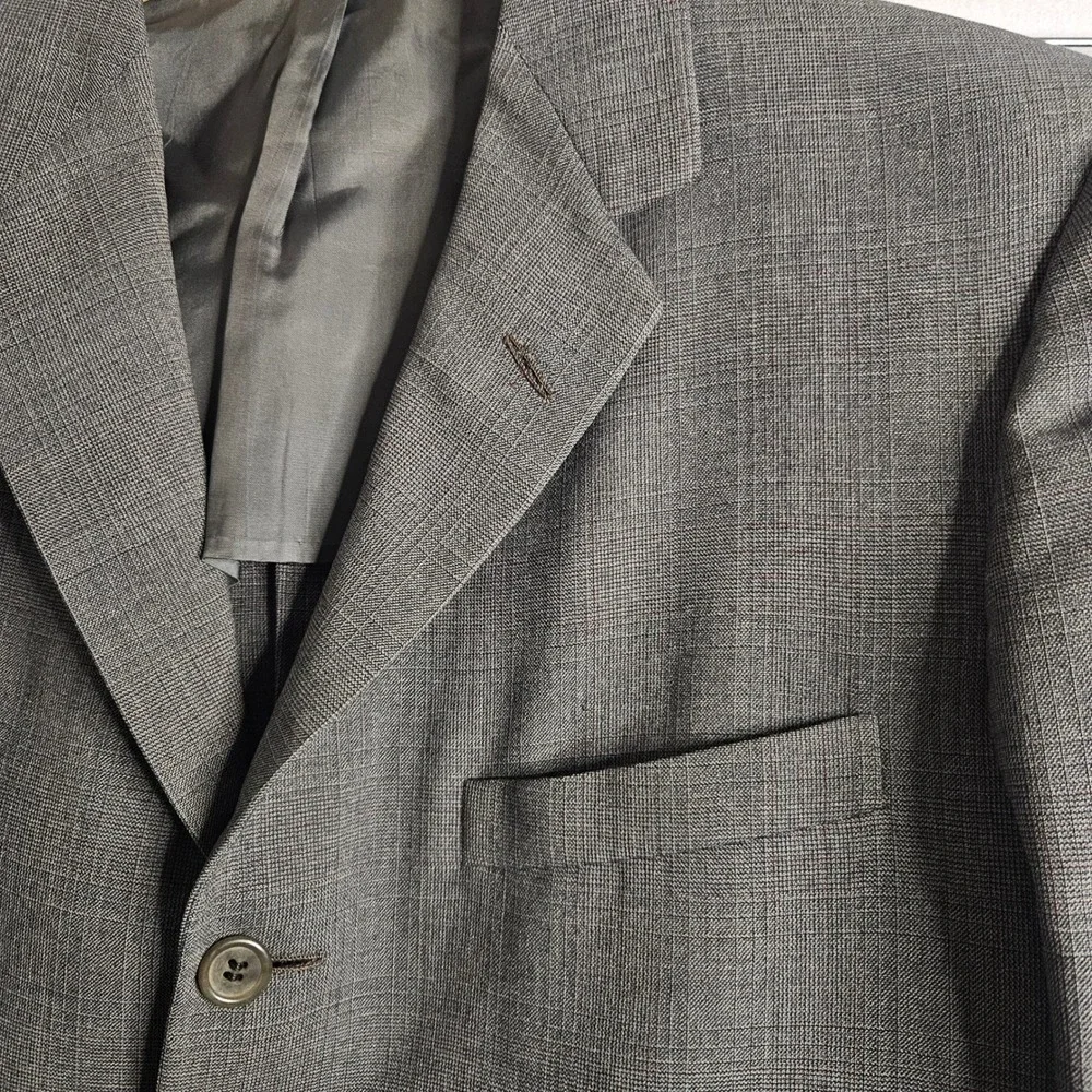 Vtg Hickey Freeman Mens Gray Glen Plaid Suit George J Good Berkeley Wool 42R 32W